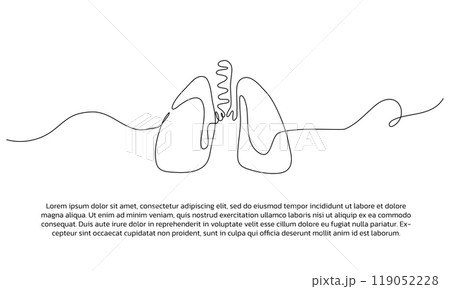 Art &One line lungs human organ poster drawing with frame. Abstract minimal continuous line wall decor.amp; Illustration Art &One line lungs human organ poster drawing with frame. Abstract minimal continuous line wall decor.amp; Illustration 119052228