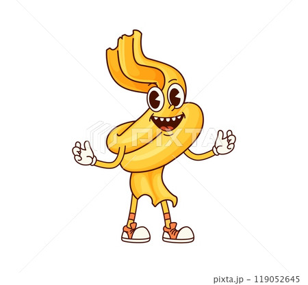 Funghetto Italian pasta groovy happy character. Italian restaurant wheat gourmet groovy cheerful mascot, Funghetto noodle dish or Italy cuisine menu tasty pasta funny funky isolated vector personage Funghetto Italian pasta groovy happy character. Italian restaurant wheat gourmet groovy cheerful mascot, Funghetto noodle dish or Italy cuisine menu tasty pasta funny funky isolated vector personage 119052645