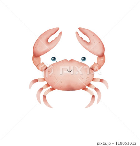 Hand drawn red crab, underwater world, watercolor illustration 119053012