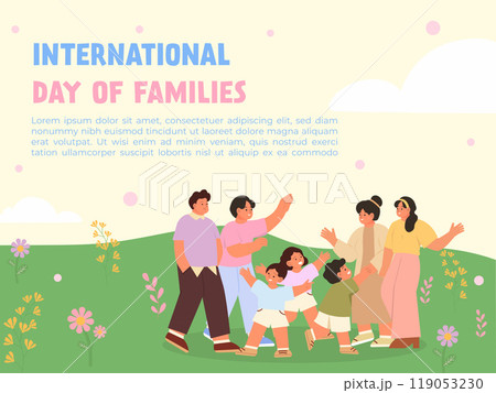 International Day of Families with a joyful moment. Vector illustration. International Day of Families with a joyful moment. Vector illustration. 119053230