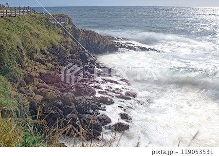 海岸に打ち寄せる波 119053531