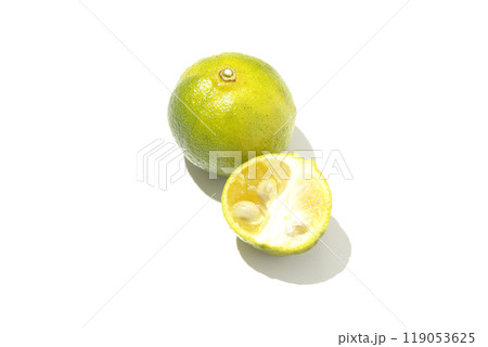 シークワーサーを白背景で撮影 119053625