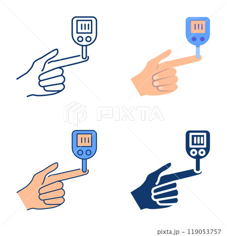 Blood sugar level test icon set 119053757