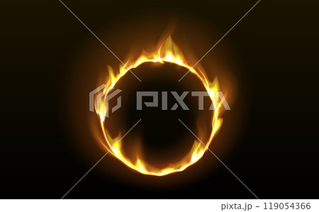 Fire ring with glowing tongues of flame 119054366