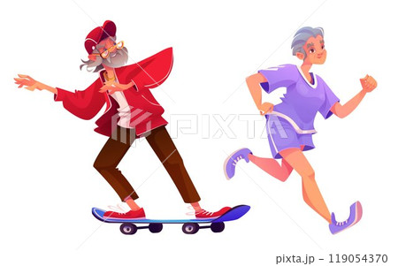 Active senior people. Healthy old man do sport 119054370