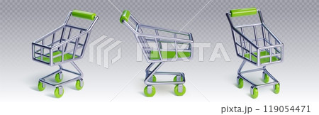 3d green trolley cart for grocery in supermarket 119054471