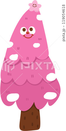 Pink christmas tree element illustration 119054618
