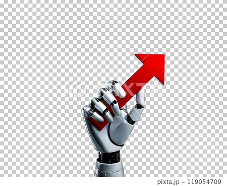 ロボットの手と上昇する矢印 AIとテクノロジーの成長 119054709