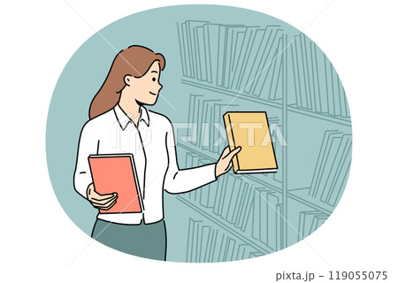 Woman working in library Woman working in library 119055075