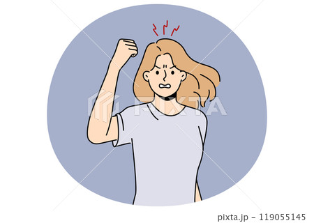 Angry woman show fist feeling furious 119055145