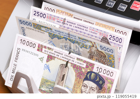 West African CFA franc in the counting machine 119055419