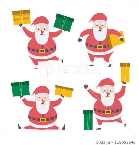 Santa Claus cartoon characters . Flat design . Set 1 of 5 . Vector . Santa Claus cartoon characters . Flat design . Set 1 of 5 . Vector . 119055646