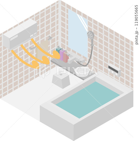 アイソメトリックな暖房を設置した浴室のイメージ素材 アイソメトリックな暖房を設置した浴室のイメージ素材 119055665