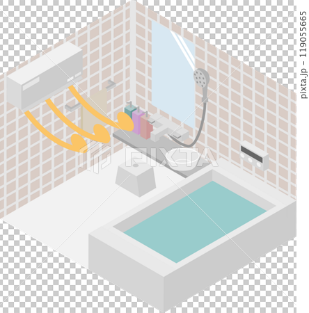 アイソメトリックな暖房を設置した浴室のイメージ素材 アイソメトリックな暖房を設置した浴室のイメージ素材 119055665