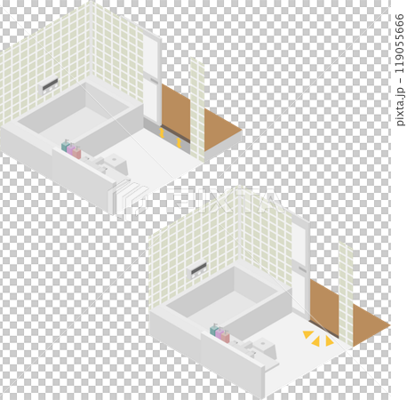 アイソメトリックな浴室の段差が解消されたイメージ素材 119055666