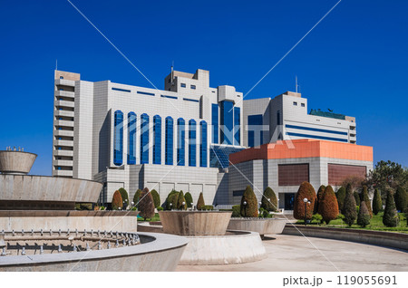 a complex of modern buildings on a sunny summer day a complex of modern buildings on a sunny summer day 119055691