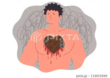 Broken-hearted man experiences chest pain with depression after breaking up with girlfriend 119055699