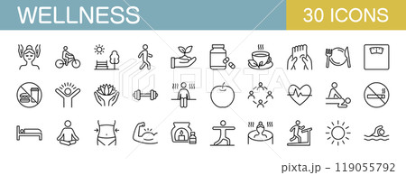 健康やウェルネスに関するアイコンセット 119055792