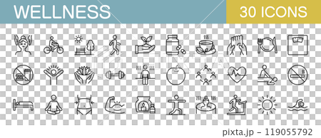 健康やウェルネスに関するアイコンセット 119055792