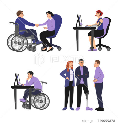 People with disabilities working in office 119055878