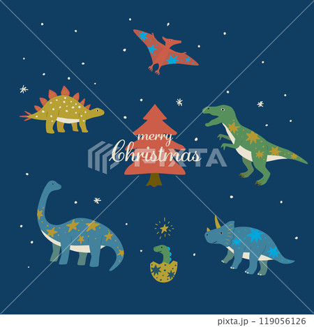 クリスマスの星と恐竜イラストセット 119056126