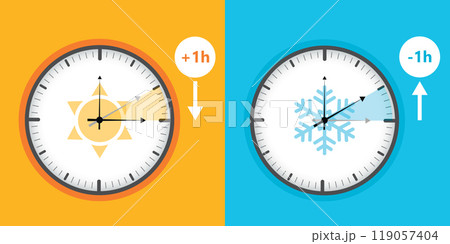 summer time and winter time concept with clock vector illustration 119057404