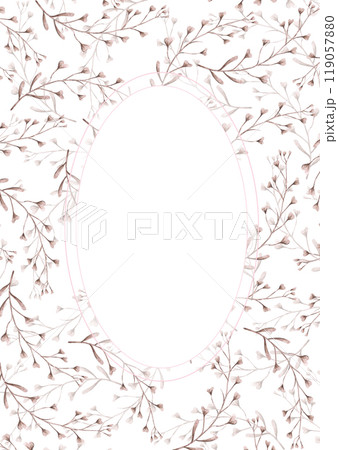 Hand drawn watercolor dried autumn seed crop frame border isolated on white background. Can be used for post card, invitation, book cover and other printed products. 119057880