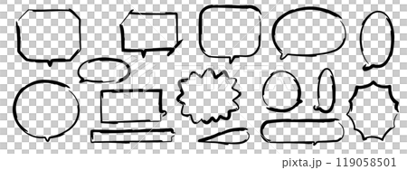 筆で書いた手書きの吹き出しベクターイラストセット 119058501
