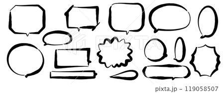 筆で書いた手書きの吹き出しベクターイラストセット 119058507