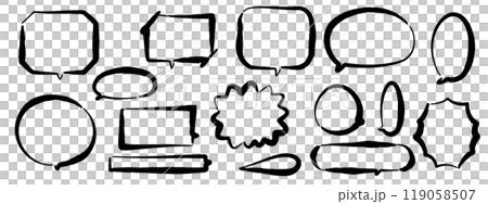筆で書いた手書きの吹き出しベクターイラストセット 119058507