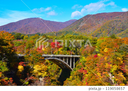 秋 鳴子峡 大深沢橋 秋 鳴子峡 大深沢橋 119058657