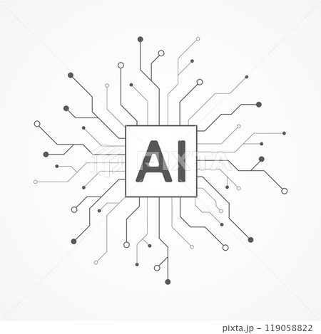 Artificial intelligence circuit line style. Machine learning design. Smart network digital technology. AI. Vector illustration 119058822