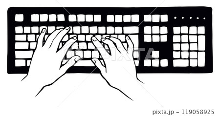 Hands on the keyboard. Vector drawing 119058925