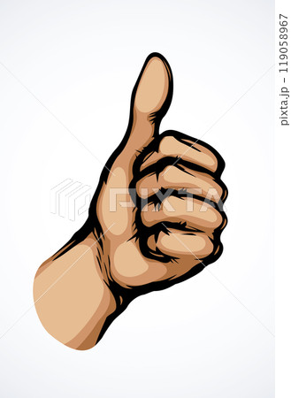 Thumb up. The sign is excellent. Vector drawing Thumb up. The sign is excellent. Vector drawing 119058967