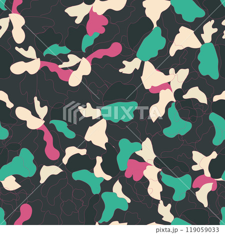 Flower seamless pattern. Organic shapes abstract floral background. Modern print for textile design, fabric, wallpaper, covers. Vector illustration. Flower seamless pattern. Organic shapes abstract floral background. Modern print for textile design, fabric, wallpaper, covers. Vector illustration. 119059033