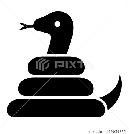 とぐろを巻いたヘビのシルエット とぐろを巻いたヘビのシルエット 119059225