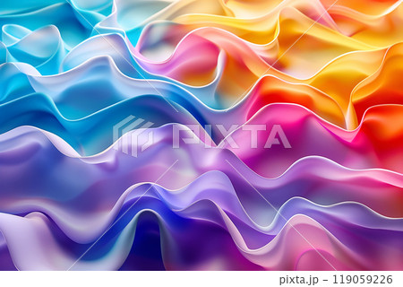虹色の曲線的で抽象的な背景　AI生成素材 119059226