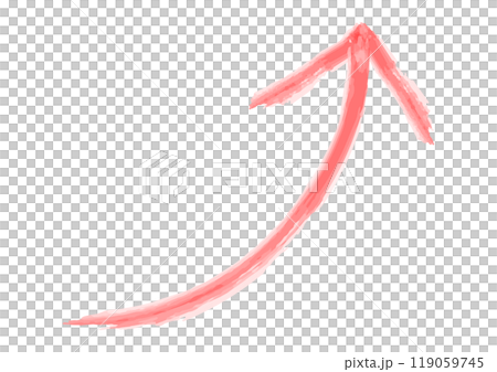 水彩風格箭頭，紅色曲線向右上升 119059745