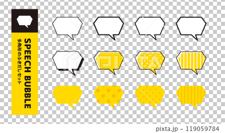 Polygonal speech bubble _ icon set of various variations _ tail diagonal Polygonal speech bubble _ icon set of various variations _ tail diagonal 119059784