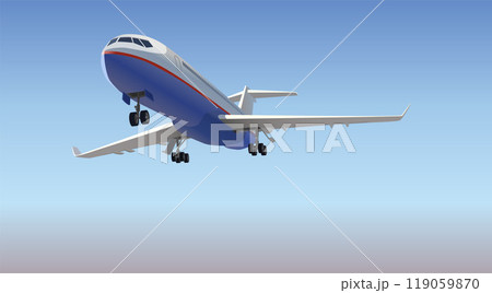 Not a big private jet in the sky. Vector. 119059870