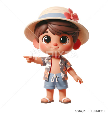 Cute Boy Dressed in Summer Clothes Happy Cartoon Character Cute Boy Dressed in Summer Clothes Happy Cartoon Character 119060955