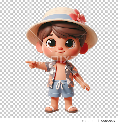 Cute Boy Dressed in Summer Clothes Happy Cartoon Character Cute Boy Dressed in Summer Clothes Happy Cartoon Character 119060955
