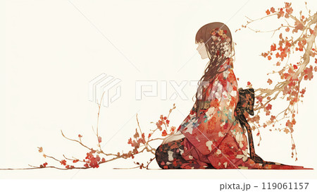 花と着物の女性 花と着物の女性 119061157