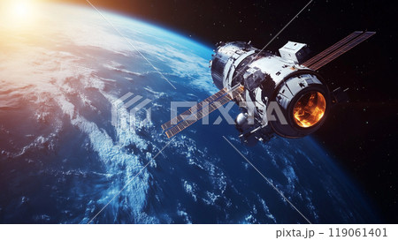 地球の上空を飛行する人工衛星 119061401