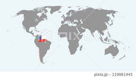 Pin map with Chile flag on world map. Vector illustration. 119061445