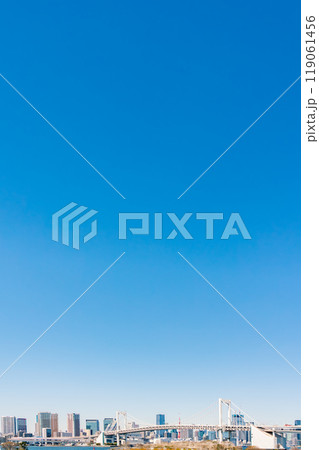 【東京都】青空が広がる東京ベイエリア レインボーブリッジと東京タワー 【東京都】青空が広がる東京ベイエリア レインボーブリッジと東京タワー 119061456