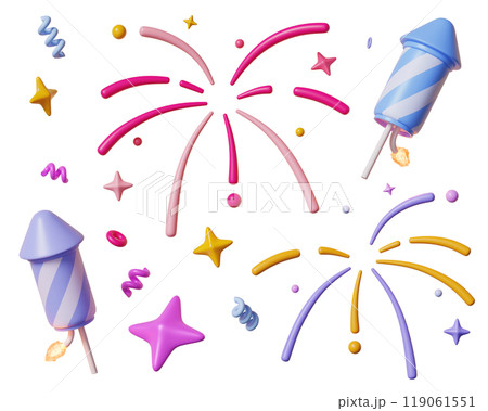 Firecracker rocket and firework decoration 3D graphic 119061551
