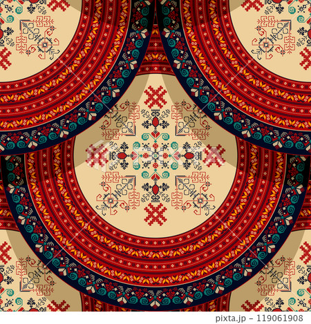 Seamless Latvian embroidery circular pattern 3 119061908