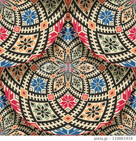Seamless Latvian embroidery circular pattern 14 119061919