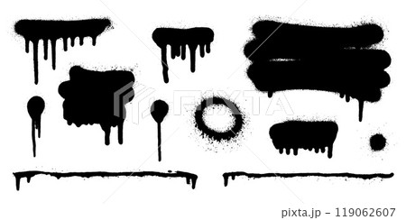 Set of graffiti spray banner. Vector spray paint shapes with smudges Set of graffiti spray banner. Vector spray paint shapes with smudges 119062607